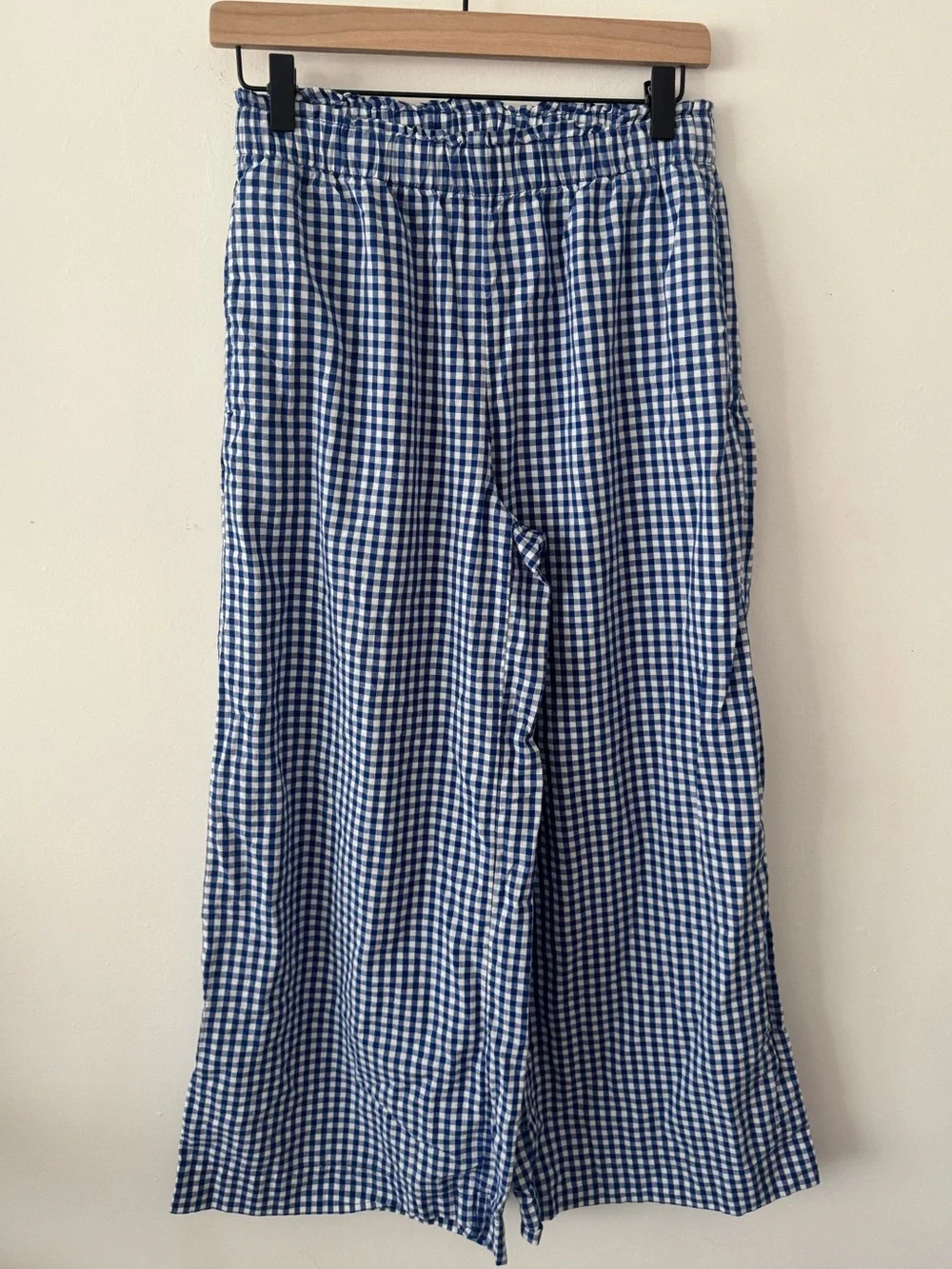 LOFT Blue and White Gingham Smocked Top Set